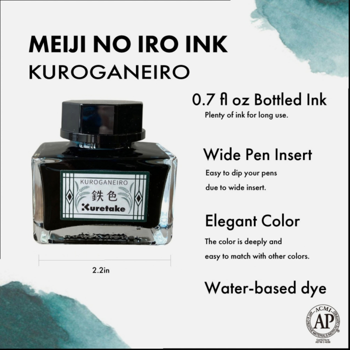 Cerneala verde inchis pentru stilou Kuretake Ink-Café Meiji No Iro, Kuroganeiro, 20 g [3]