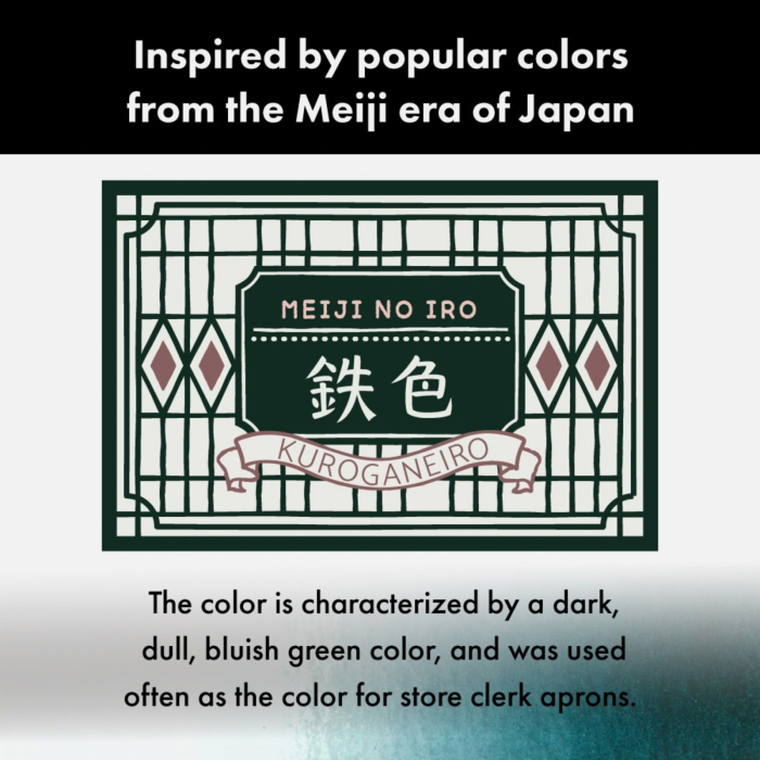 Cerneala verde inchis pentru stilou Kuretake Ink-Café Meiji No Iro, Kuroganeiro, 20 g [2]