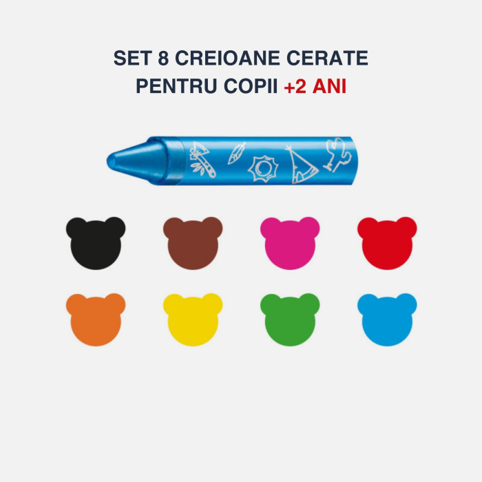 Creioane cerate Carioca Baby Wild pentru copii 2+, set 8 culori usor de curatat [3]