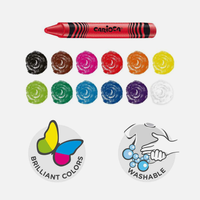 Creioane cerate Carioca, set 12 culori, lavabile, pentru desen si colorat [3]