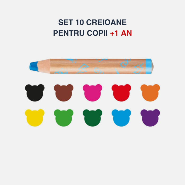 Creioane colorate 3 in 1 Carioca Baby 1+, set 10 culori + ascutitoare CADOU [4]