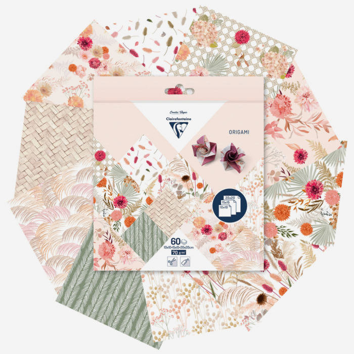 Hartie origami – Flori uscate, 70g, 60 foi [2]