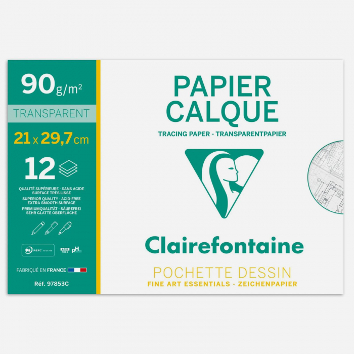 Hartie de calc A4, 90/95 g, set 12 coli - Clairefontaine [2]