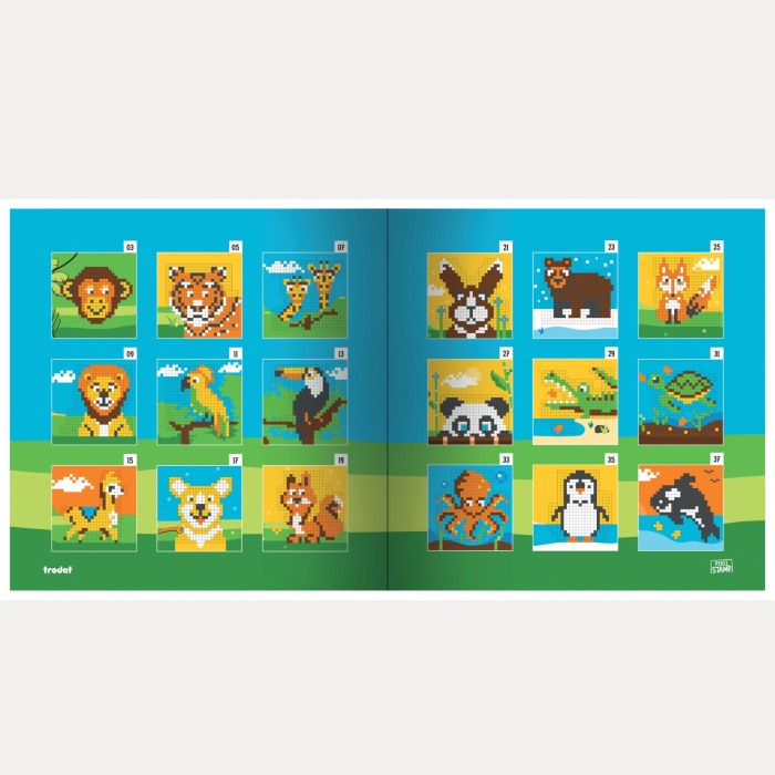 Joc de colorat pe numere cu stampile Trodat Pixel Stamp - Animale [13]