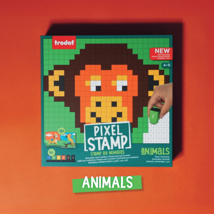 Joc de colorat pe numere cu stampile Trodat Pixel Stamp - Animale [11]