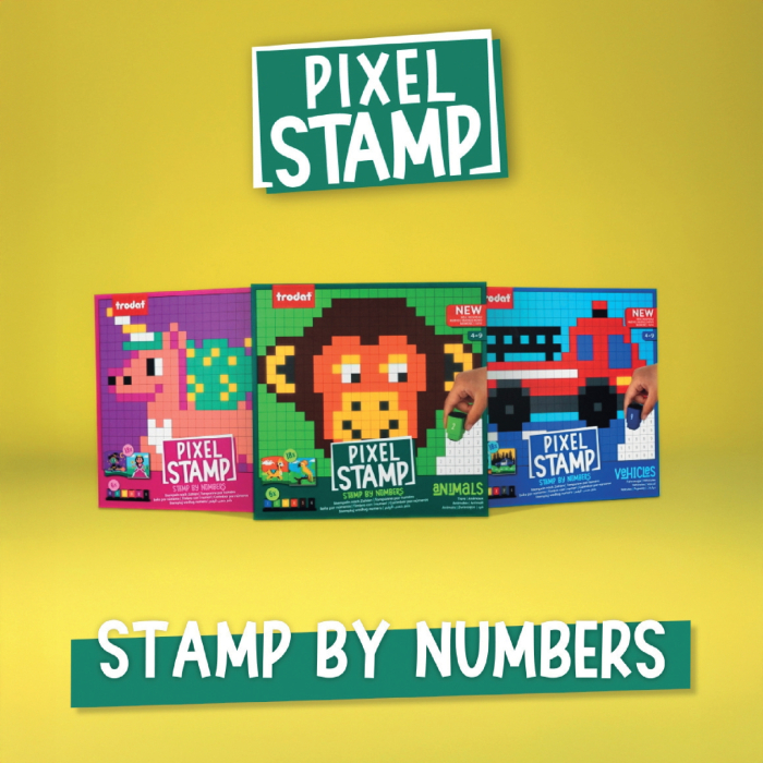 Joc de colorat pe numere cu stampile Trodat Pixel Stamp - Animale [2]