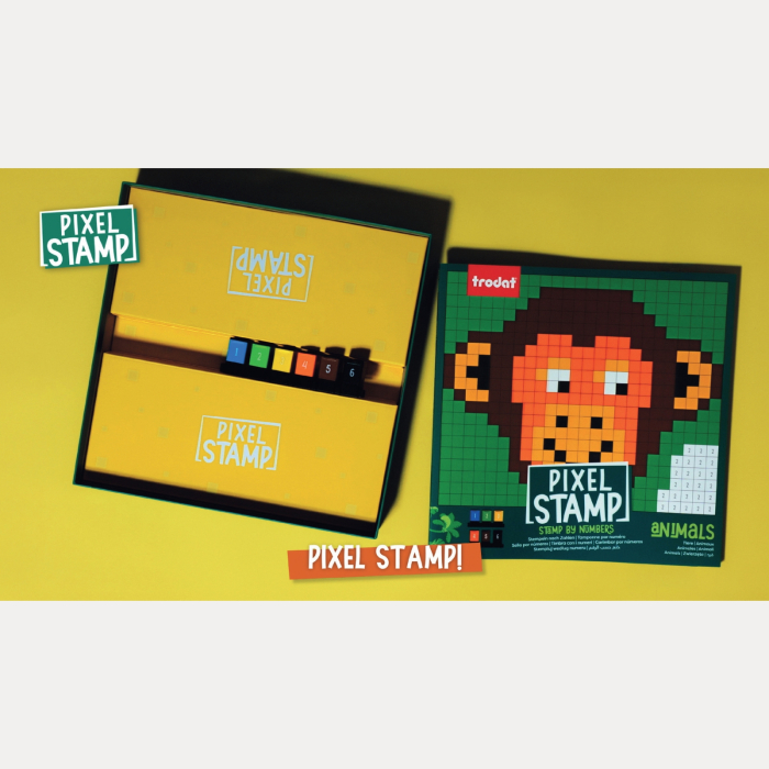 Joc de colorat pe numere cu stampile Trodat Pixel Stamp - Animale [5]