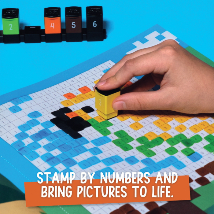 Joc de colorat pe numere cu stampile Trodat Pixel Stamp - Animale [9]