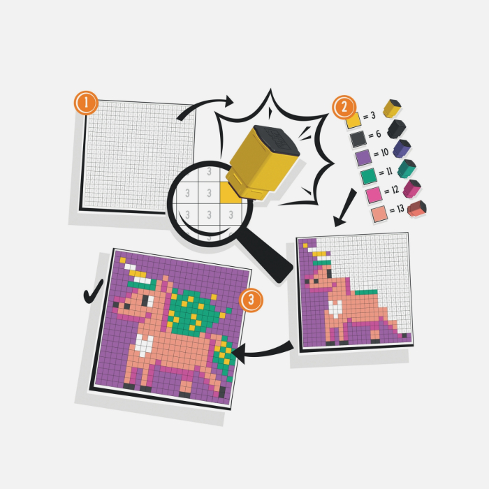 Joc de colorat pe numere cu stampile Trodat Pixel Stamp - Fantezie [6]