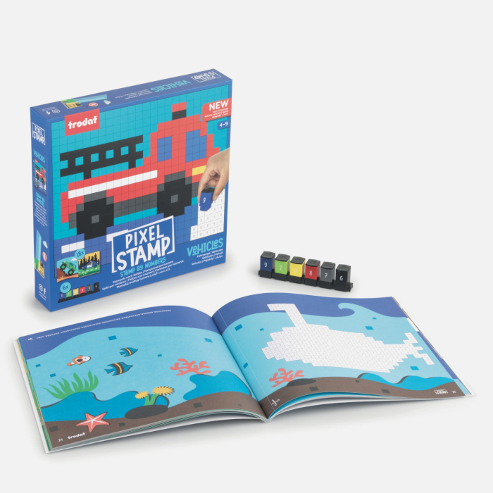 Joc de colorat pe numere cu stampile Trodat Pixel Stamp - Masini [10]