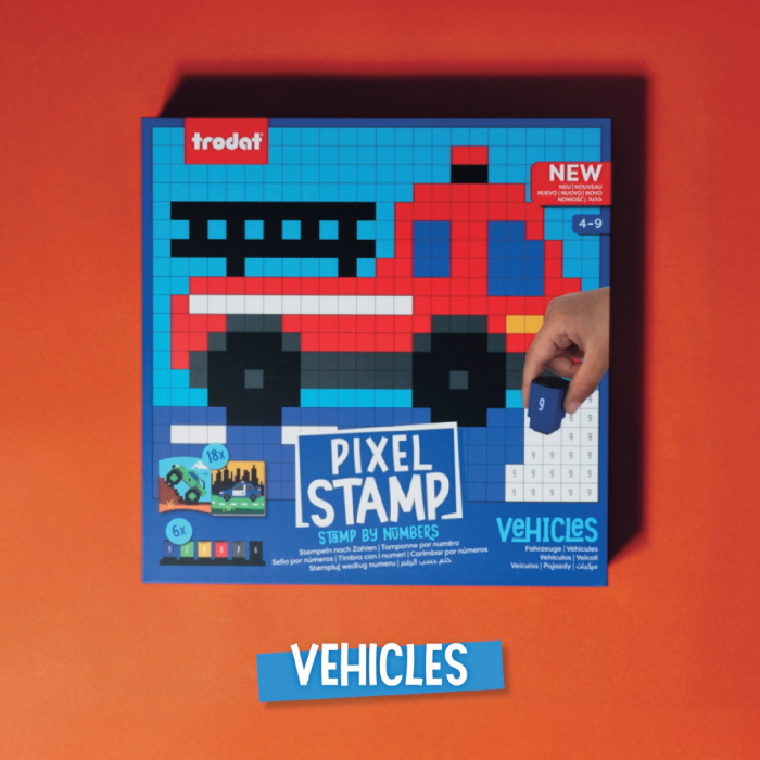 Joc de colorat pe numere cu stampile Trodat Pixel Stamp - Masini [2]