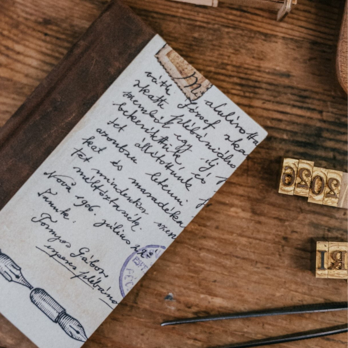 Jurnal Bomo legat manual, model Hand script, cotor din piele, hartie ivory 90g/mp [2]