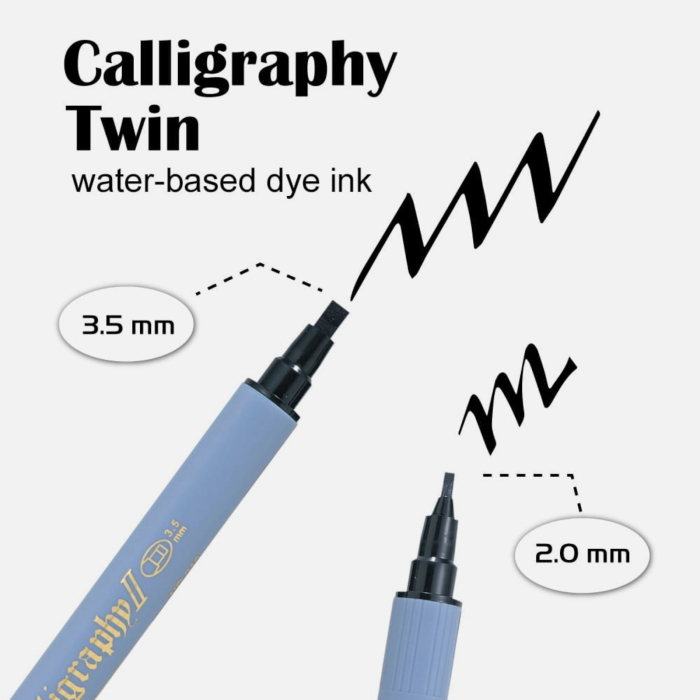 Marker caligrafie cu varf lat Kuretake ZIG Calligraphy II, 2 mm si 3,5 mm - Orange [4]