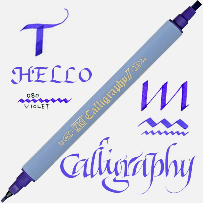 Marker caligrafie cu varf lat Kuretake ZIG Calligraphy II, 2 mm si 3,5 mm - Violet [2]