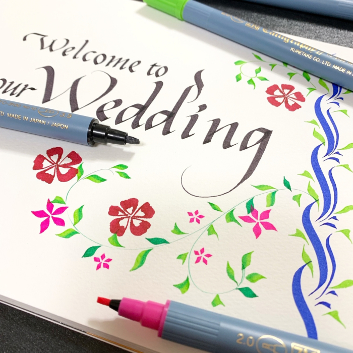 Marker caligrafie cu varf lat Kuretake ZIG Calligraphy II, 2 mm si 3,5 mm - Violet [13]