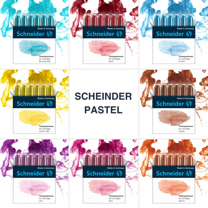 Patroane cerneala pastel Schneider, 6 buc/cutie, standard international, rezerve pentru stilou si roller, diverse culori [2]