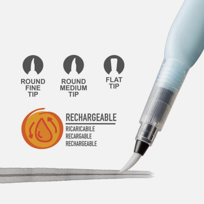 Pensula cu rezervor pentru apa, set 3 bucati cu varfuri diferite, Carioca water brush [3]