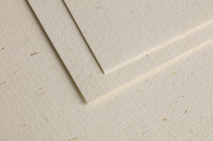 Plic DL Clairefontaine, hartie naturala din paie de fan Paille, alb cremos cu insertii vegetale, 120g, 110 x 220 mm [2]