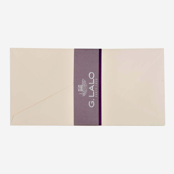 Plic DL Clairefontaine, hartie din bumbac Velin pur Cotton, alb cremos, 125g, 110 x 220 mm [3]