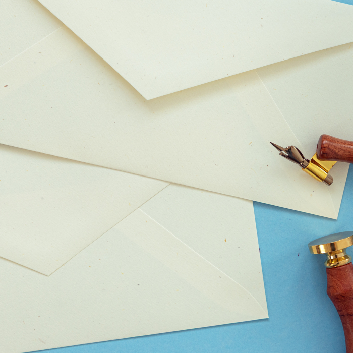 Plic DL Clairefontaine, hartie naturala din paie de fan Paille, alb cremos cu insertii vegetale, 120g, 110 x 220 mm [3]