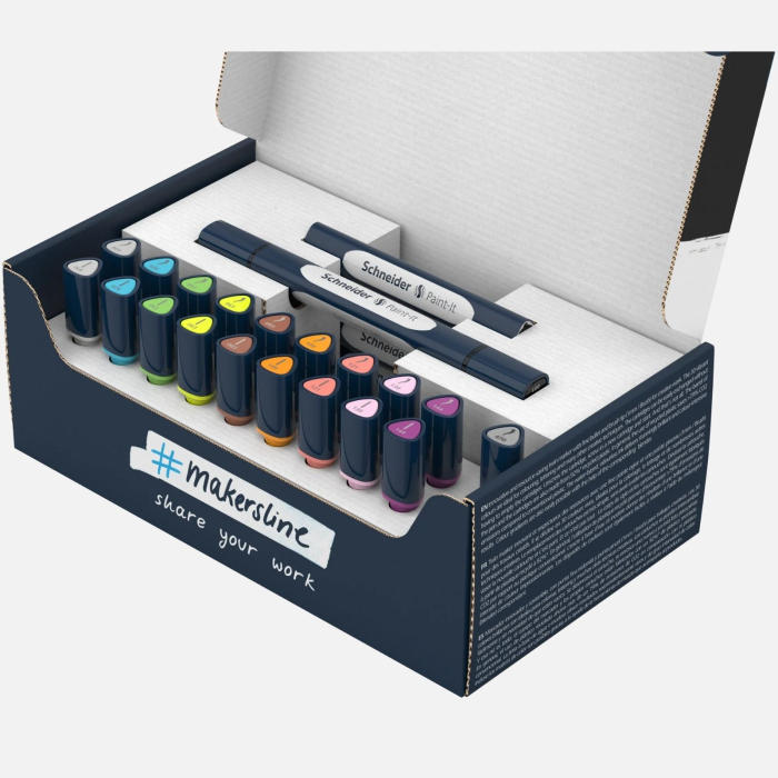 Set 10 markere colorate duble, carioci varf pensula si rotund, Paint-It 040 TwinMarker - Schneider [2]