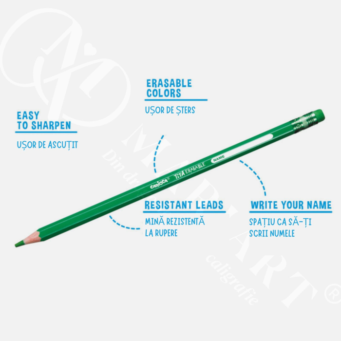 Set 12 creioane colorate cu radiera, Carioca Tita Erasable, ușor de sters, pentru copii si elevi [3]