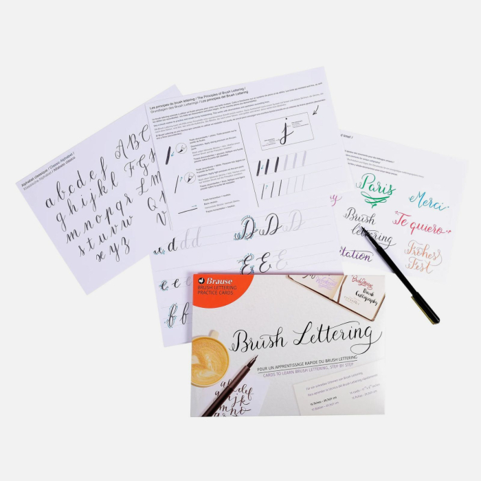 Set 15 fise de invatare caligrafie brush lettering, 21 x 29 cm - Brause [2]