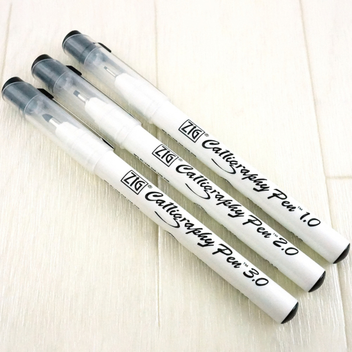 Set 3 markere negre cu varf drept pentru caligrafie Kuretake ZIG Square Tip [8]