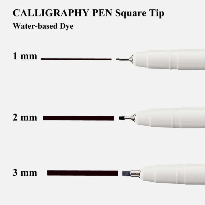 Set 3 markere negre cu varf drept pentru caligrafie Kuretake ZIG Square Tip [2]