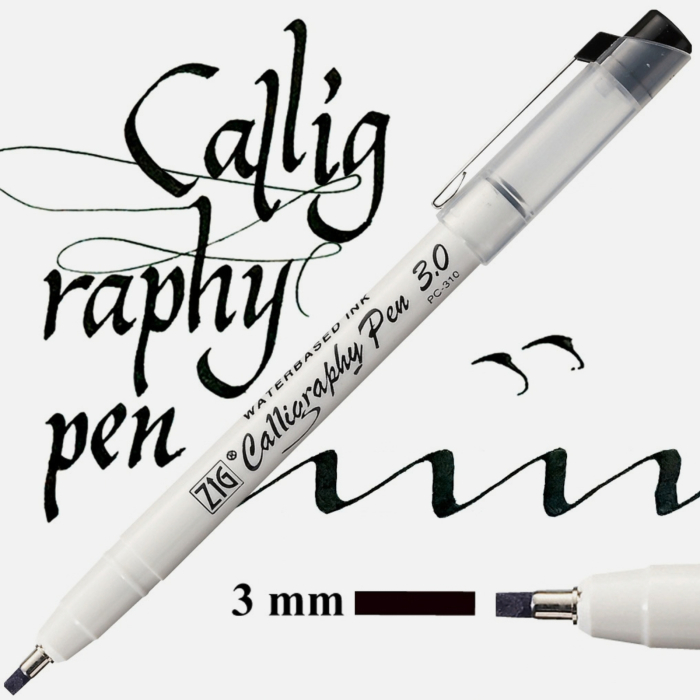 Set 3 markere negre cu varf drept pentru caligrafie Kuretake ZIG Square Tip [5]