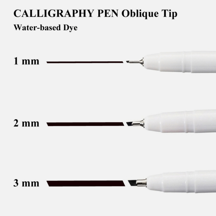 Set 3 markere negre cu varf oblic pentru caligrafie Kuretake ZIG Oblique Tip [2]
