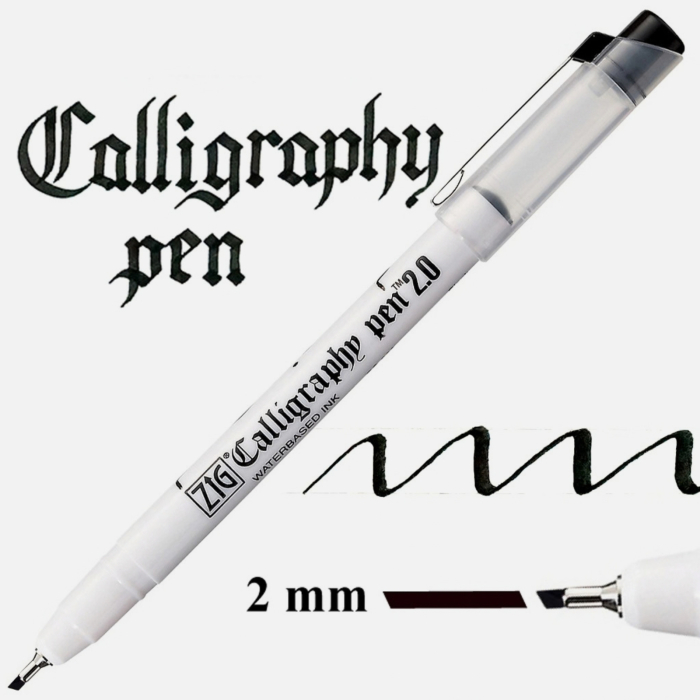 Set 3 markere negre cu varf oblic pentru caligrafie Kuretake ZIG Oblique Tip [4]