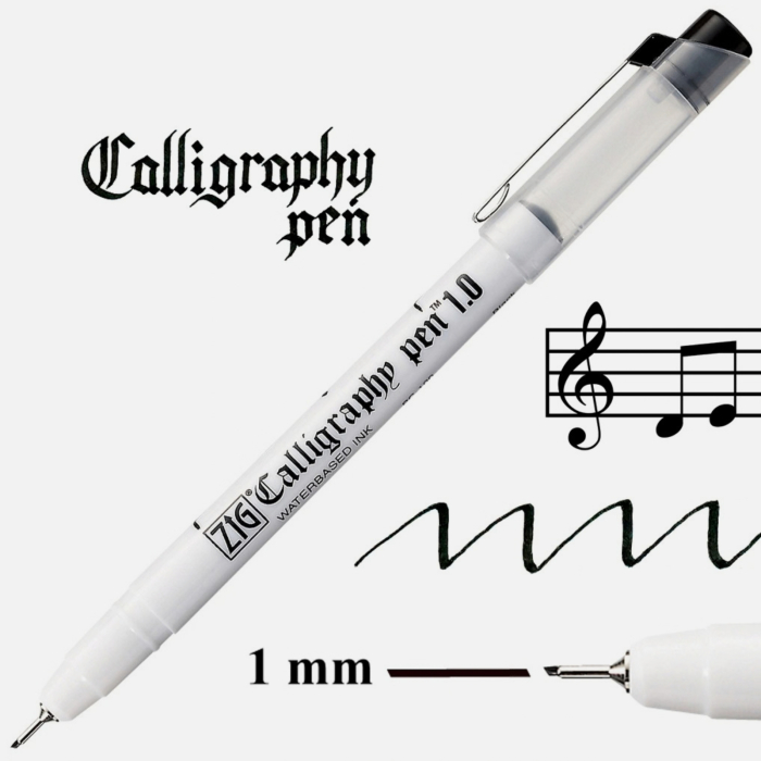 Set 3 markere negre cu varf oblic pentru caligrafie Kuretake ZIG Oblique Tip [3]
