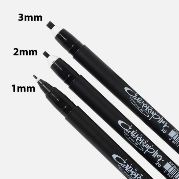 Set 3 markere pentru caligrafie, Sakura Pigma Calligrapher Black, 3 varfuri: 0.1, 0.2, 0.3 mm [3]
