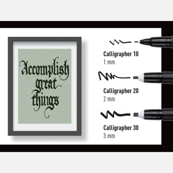 Set 3 markere pentru caligrafie, Sakura Pigma Calligrapher Black, 3 varfuri: 0.1, 0.2, 0.3 mm [4]