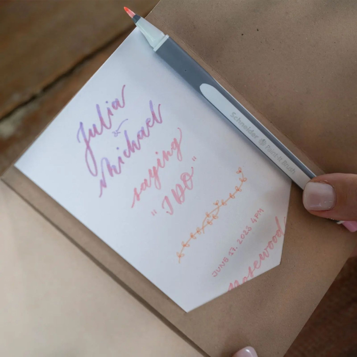 Set 6 markere cu varf pensula Schneider Paint-It 070 pentru lettering si caligrafie brushpen [6]