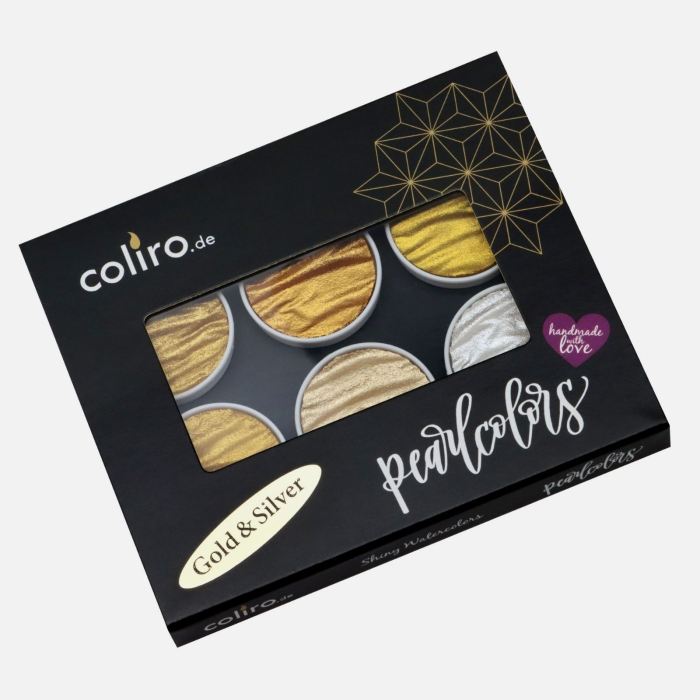 Set 6 acuarele caligrafie si pictura - Gold & Silver [3]