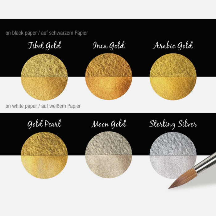 Set 6 acuarele caligrafie si pictura - Gold & Silver [2]