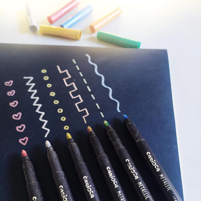 Set 6 carioci metalice cu varf gros, stralucitoare pentru suprafete inchise, Carioca Metallic Maxi [5]