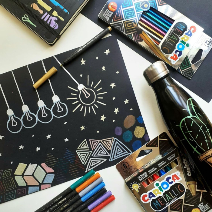 Set 6 carioci metalice cu varf gros, stralucitoare pentru suprafete inchise, Carioca Metallic Maxi [4]