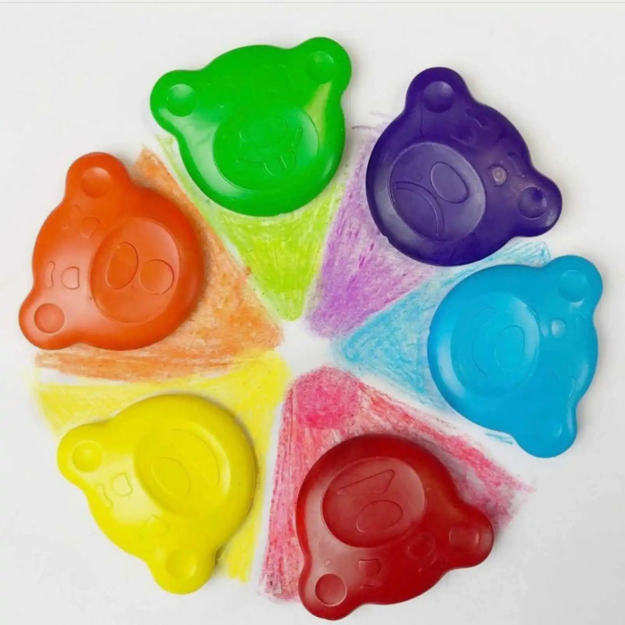 Set 6 culori creioane cerate Carioca Baby Teddy pentru copii 1+, forma ursuleti, ergonomice [5]