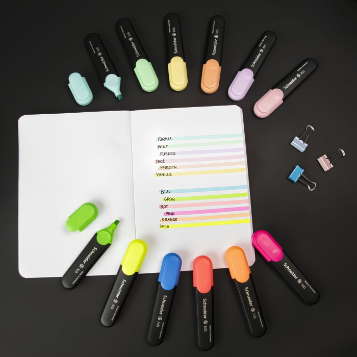 Set 6 evidentiatoare, textmarkere Schneider Job Pastel, varf tesit 1-5 mm, culori pastel, pentru scoala, birou si bullet journal [3]