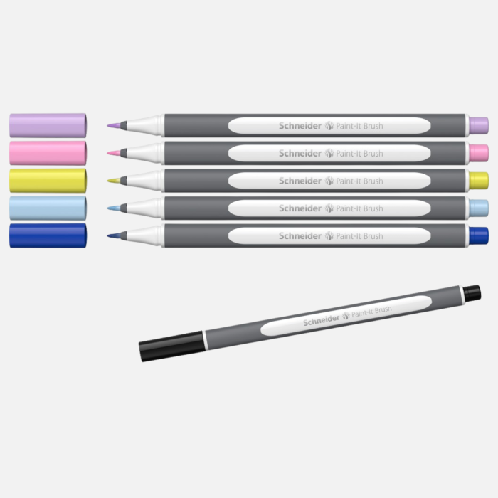Set 6 markere cu varf pensula Schneider Paint-It 070 pentru lettering si caligrafie brushpen [2]