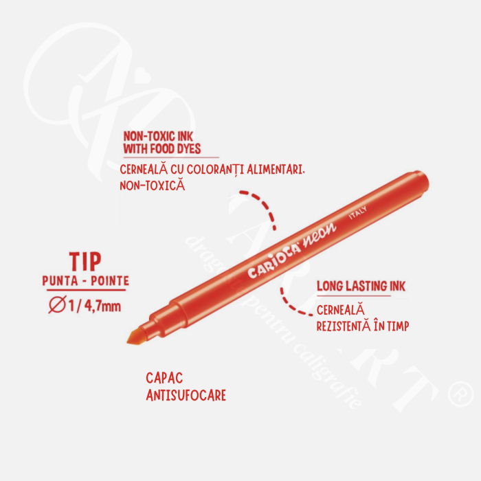 Set 8 carioci fluorescente neon, culori super intense, lavabile si non-toxice, Carioca Neon [2]