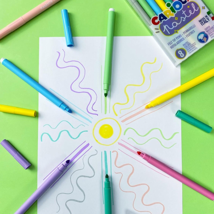 Set 8 carioci pastel lavabile, non toxice pentru copii si adulti, Carioca Pastel [6]