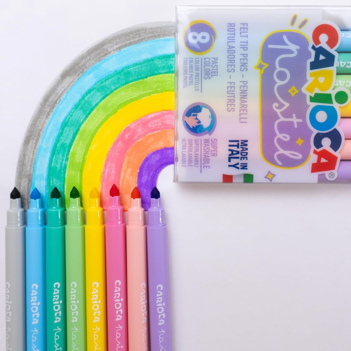 Set 8 carioci pastel lavabile, non toxice pentru copii si adulti, Carioca Pastel [4]
