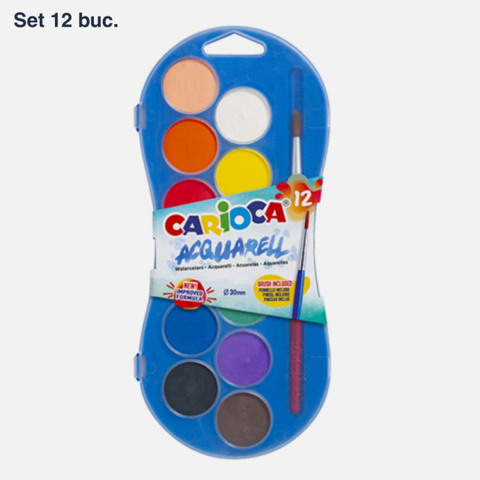 Set acuarele culori Carioca, cu pensula inclusa, lavabile, culori intense pentru pictat [2]