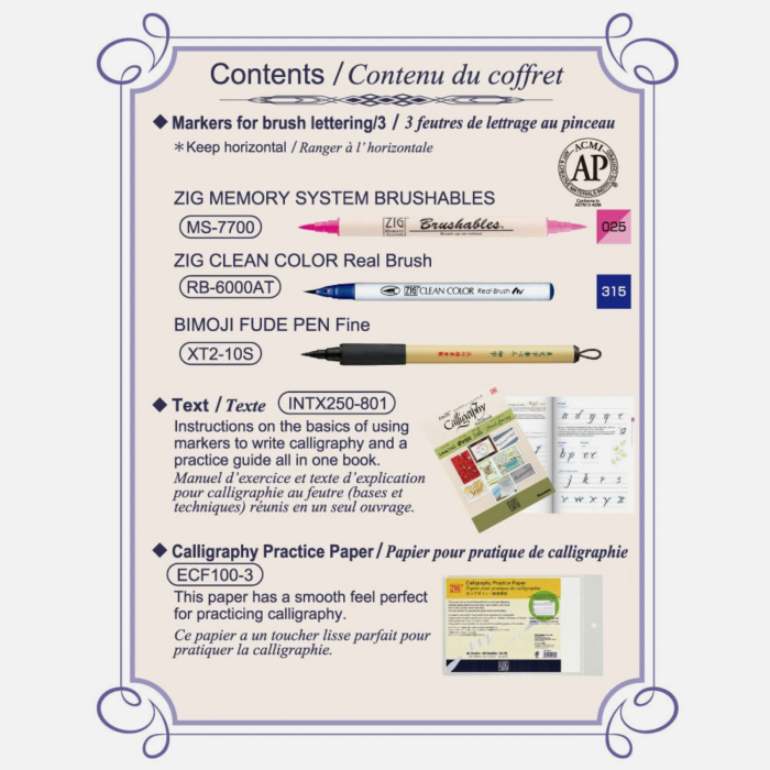 Set brush lettering pentru incepatori Kuretake A to ZIG [4]