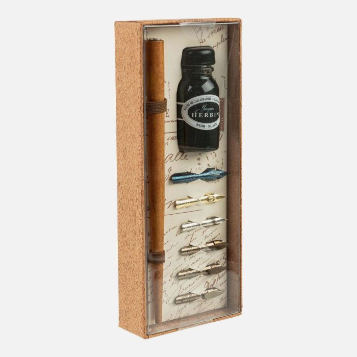 Set cadou instrumente caligrafie moderna, copperplate cu 6 penite, cerneala si toc de scris - Brause [2]