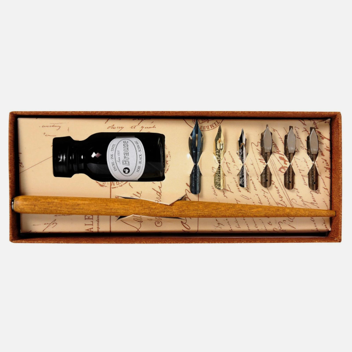 Set cadou instrumente caligrafie moderna, copperplate cu 6 penite, cerneala si toc de scris - Brause [5]